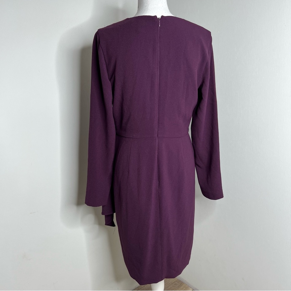 DRESS THE POPULATION Aila Mini Wrap Dress in Boysenberry size L - Picture 9 of 14